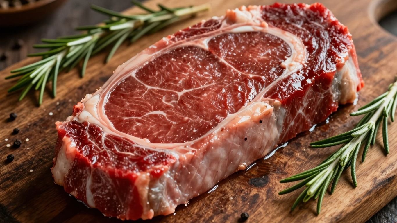 Red meat and fish with herbs, natural creatine sources.